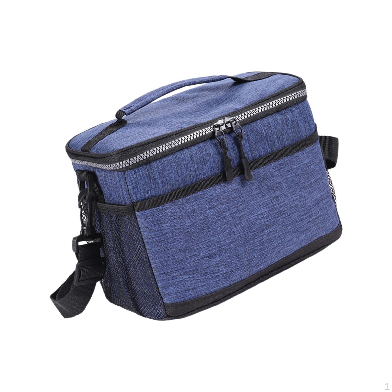 

Cooler Bag Lunch Box Multifunctional Zipper Insulated Thermal Tote for Travel Beach Blue 25.5x15.5x19cm