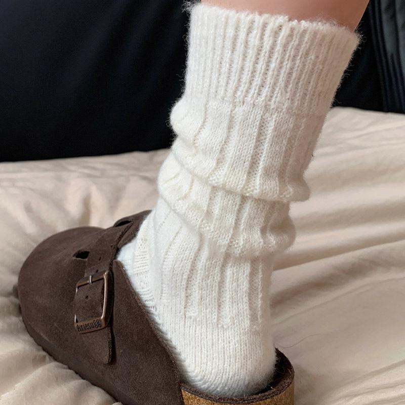 Thick Thread Wool Socks Pink Pile Socks Season Mid-Leg Socks Warm Thickened Fleece Winter Cashmere Stockings