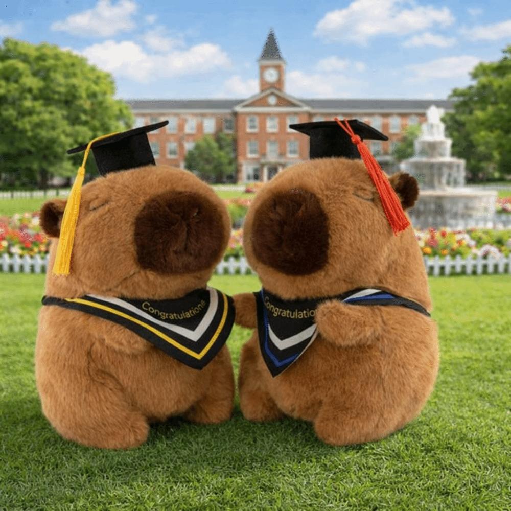 Cartoon Design Graduation Capybara Plush Toy 25 CM Doctor Hat Capybara Party Decor