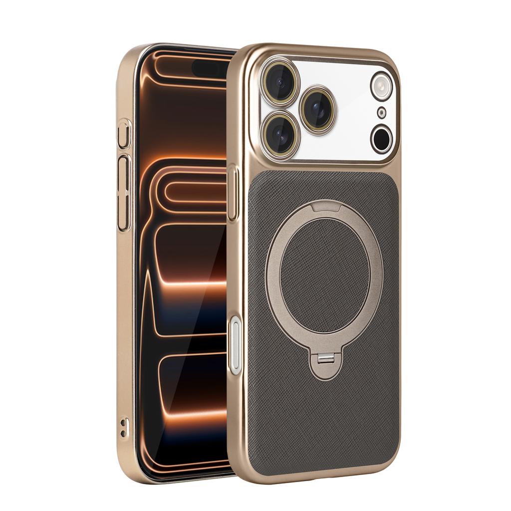 Luxury Business 360 Rotating Bracket Magnetic Leather Case for iPhone 17 Pro Max 16 Plus 15 14 13 12 11 Camera Protection Cover