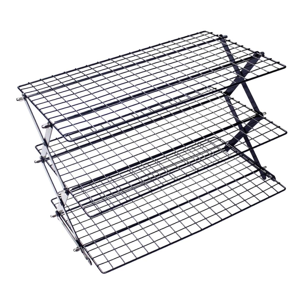 Foldable Iron Cooling Rack Mesh Shelf Sturdy X Leg Design Space Saving Organizer for Kitchen Food Storage Camping
