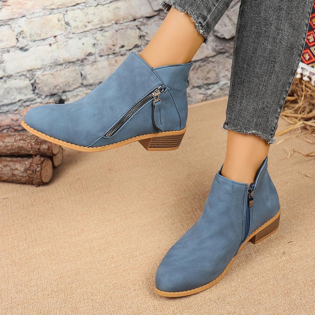 Booties for Women,Women's Casual Dress Low Heeled Booties. V Cut Fashion Thick Heel Design Shoes