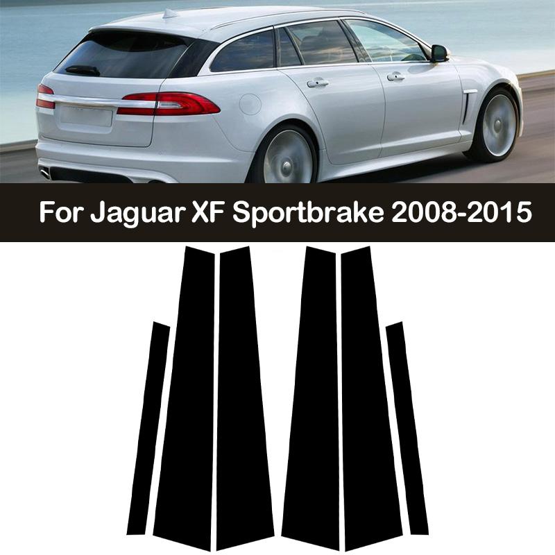 6pcs/set Glossy Black Window Door Deal B C Pillar Post Cover Sticker For Jaguar XF Sportbrake 2008-2015