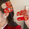 Embroidery Chinese Yuanbao Horse Hairpin Hair Clip Girl Hair Accessories Japanese Kimono Headwear Cloth Plush Ball