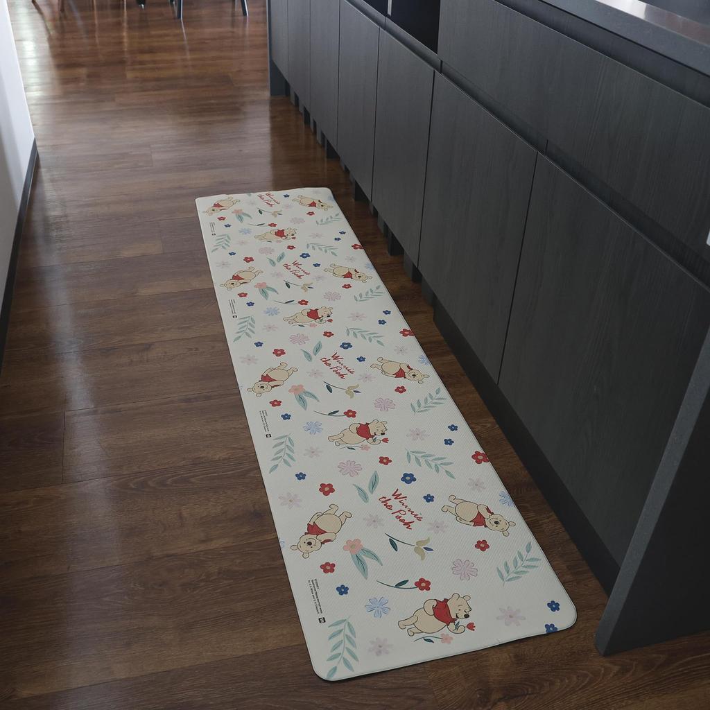 Marushin Kitchen Disney Winnie the Pooh Leaf Flower Garden H45 x 2225092000 Mat, Design, Wipeable, Water-Repellent, Non-Slip PVC, Approx. W180cm,
