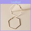 Contemporary Hexagon Geometric Ear Rings With Electroplated Gold For Women
