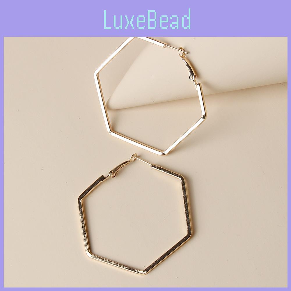 Contemporary Hexagon Geometric Ear Rings With Electroplated Gold For Women