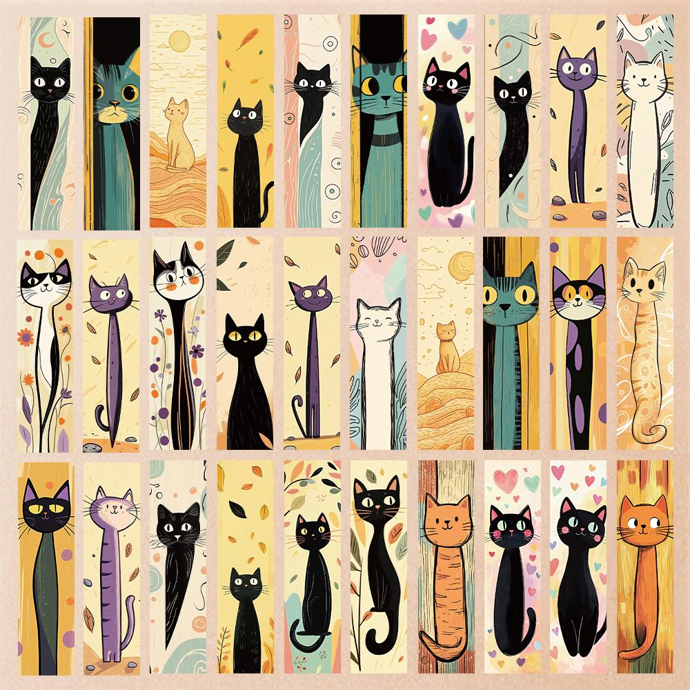 

32pcs. Мультяшные геометрические закладки с котами, подходящие для сезона возвращения в школу, Рождества, Хэллоуина, учителей, читателей, дней рождения.