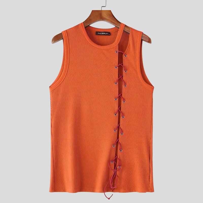 

INCERUN Men Sleeveless Bandage Casual Basic Tank Tops 3XL оранжевый