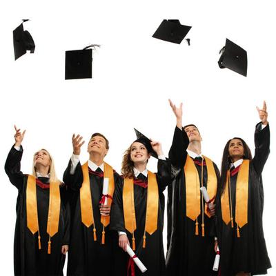5 Pcs/Set Bachelor Uniform Suit Includes Hat Tassel Rope of Honors Stole Zipper Closure Graduation Robe Doctor Master Graduation Party Clothes