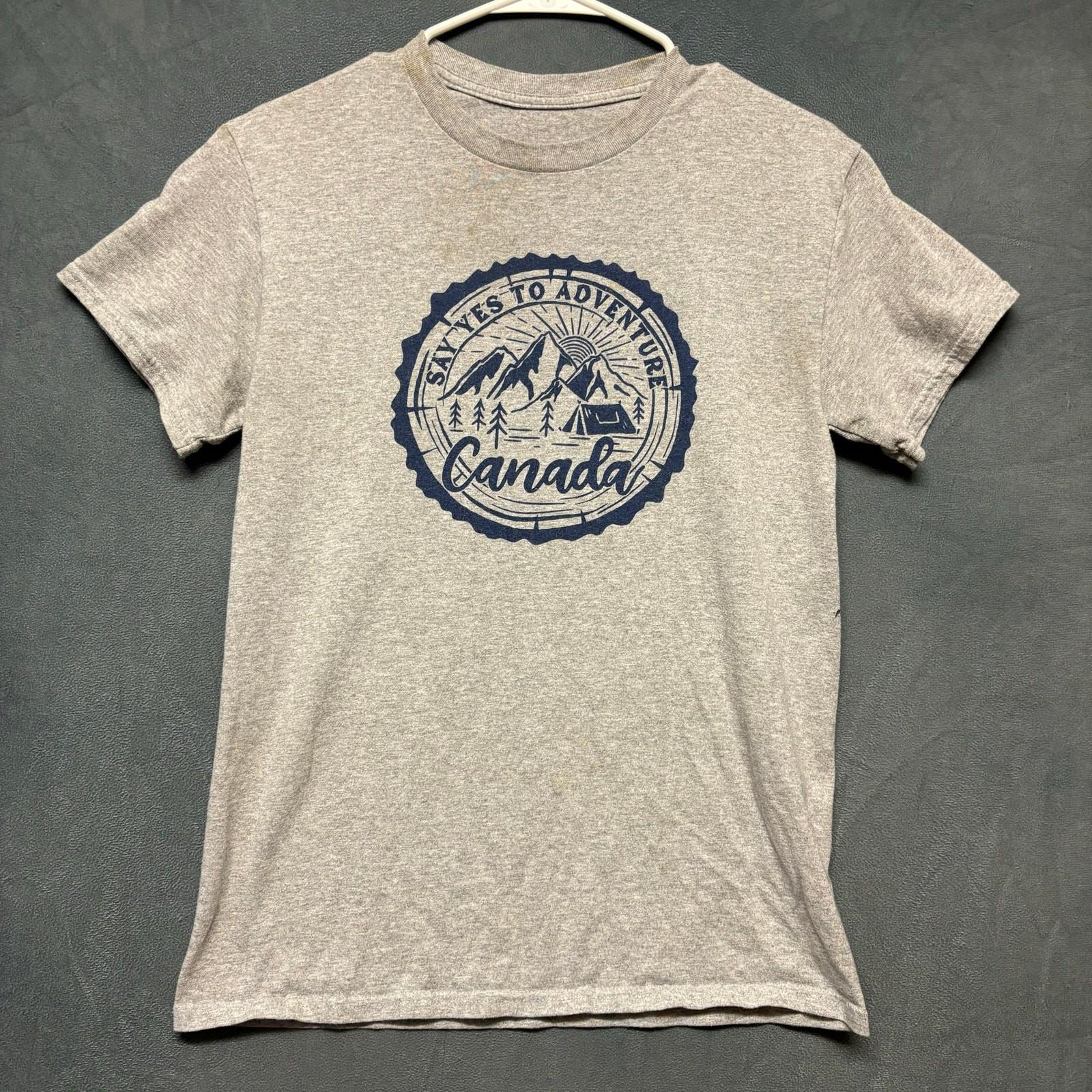 Canada Shirt Graphic Print Say Yes to Adventure Mountains Sunny Camping Trees S