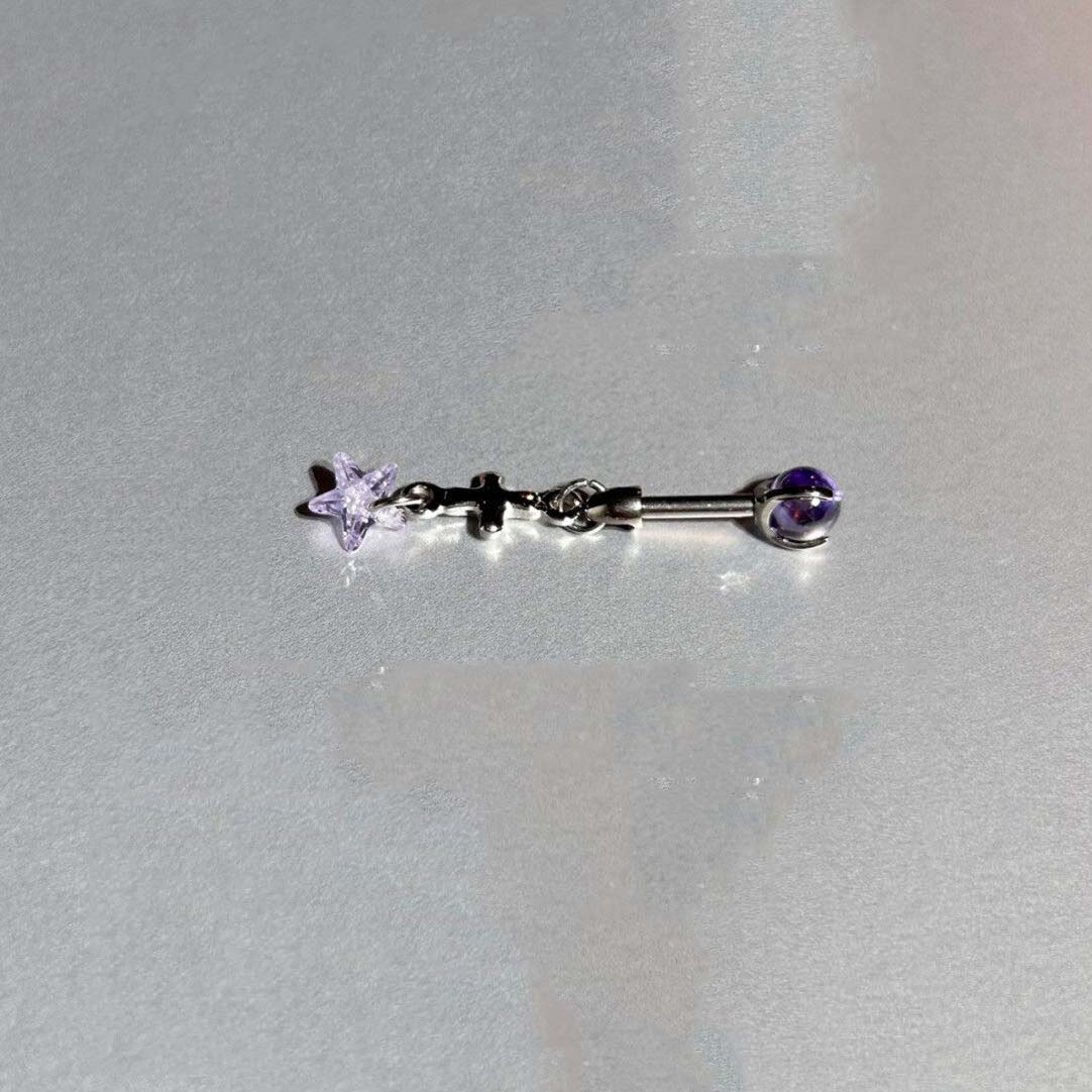 

Cute Pink Red Zircon Star 316L Stainless Steel Annular Ear Bone Nail Fashion Delicate Cross Earring for Women Y2K Punk Jewelry