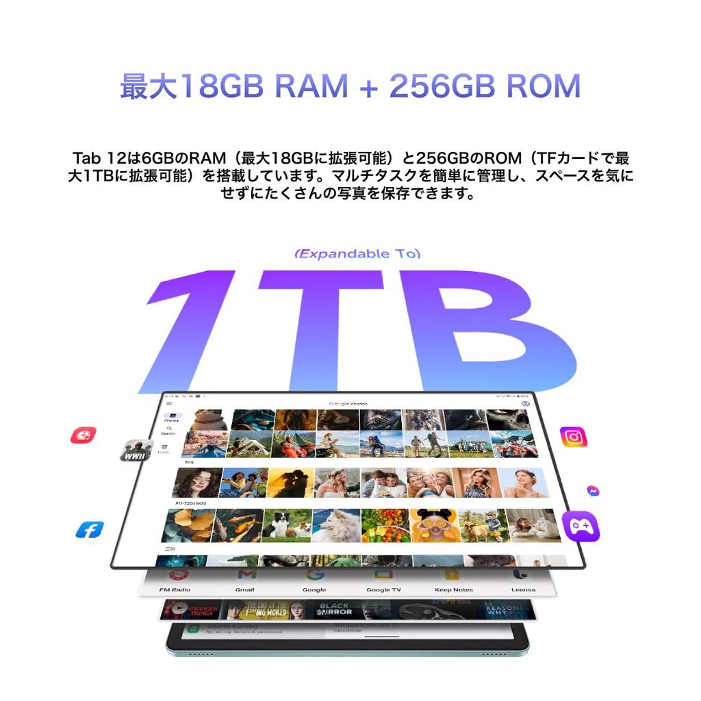 FOSSiBOT Tab12 Tablet with 4G Android FHD 18GB RAM 256GB ROM Up To 1TB 7000mAh Facial OTG Widevine L1 GMS 5G WiFi GPS LTE, 14, 10.95-inch Display, + +