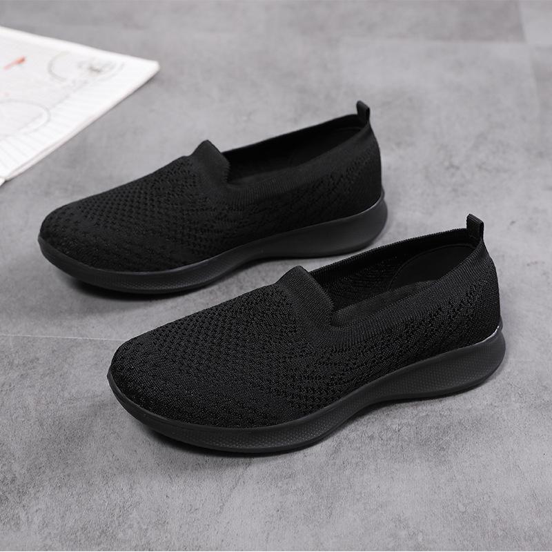 Shallow Mouth Foot Cover Women's Shoes Spring and Autumn Casual Shoes Walking Shoes Knitted Mesh Soft Sole Casual Shoes Single Shoes