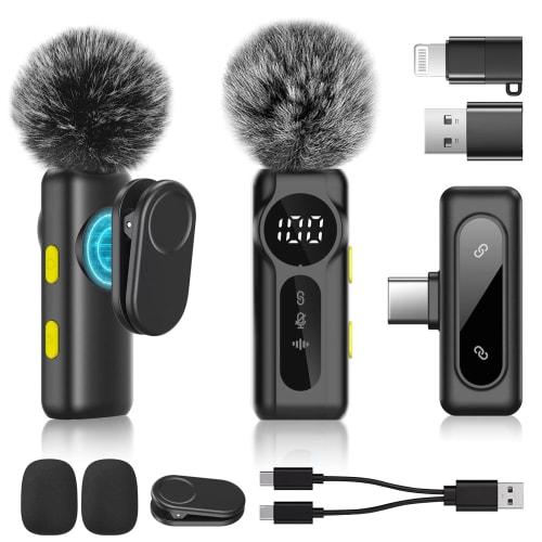 PAKESI Lapel Microphone, Wireless Microphone with Long Transmission Distance, Clear Sound Quality, Noise Reduction, Lightweight, Type-C Compatible, fo