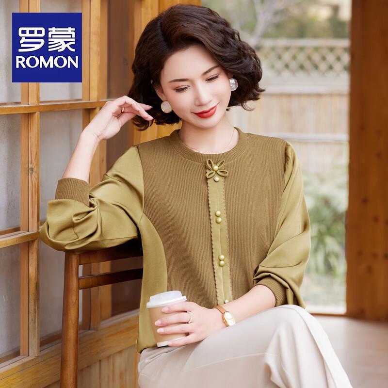 ROMON Women s Stylish Color-Block Long-Sleeve Summer T-Shirt 3XL