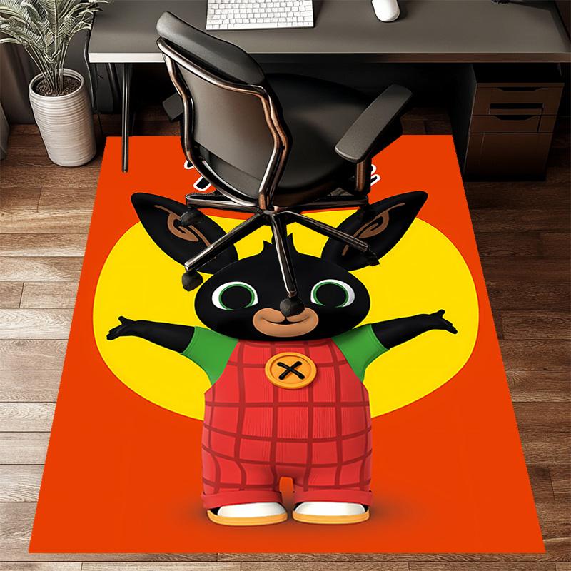 Custom Bing Bunny Mat Personalized Name, Polyester Washable Indoor Entryway Rug, Gift for Christmas, Easter, Thanksgiving Day