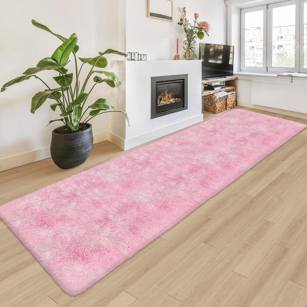 Langpolig Tie-Dye Shaggy Vloerkleed, Zacht Pluche Antislip Vloerkleed voor Hal Slaapkamer Studentenkamer Kinderkamer Warme Huisdecoratie 40x120cm 16x47inch gray