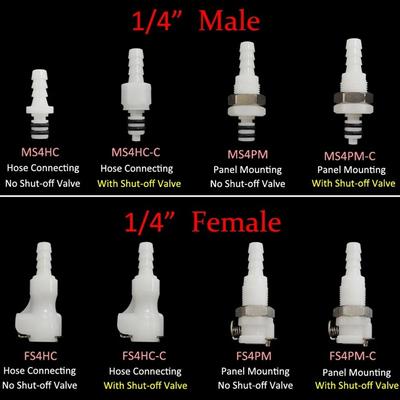 1Pcs Disconnect Fitting Coupling Hose Joint Quick Shut-Off Male Female Hose Barb Valved 3/16 1/4 S-series Quick Coupler