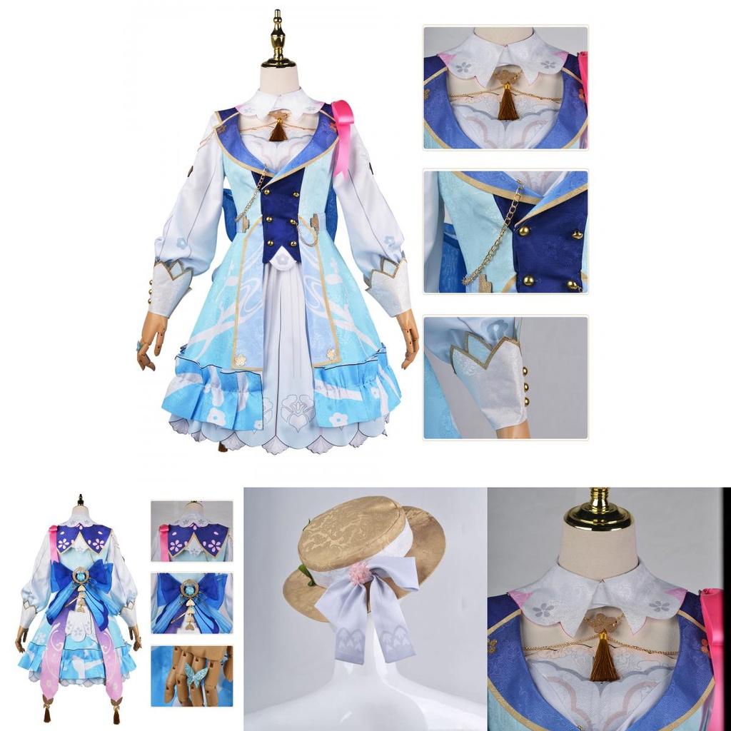 Halloween Carnival Party Costume Genshin Impact Kamisato Ayaka Cosplay Wig Dress