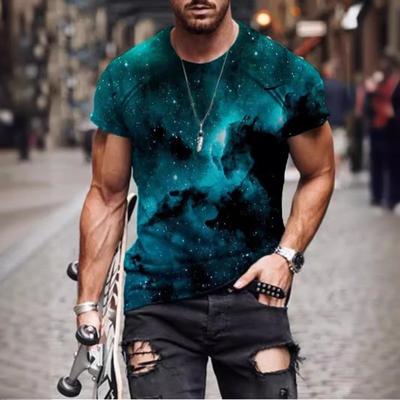 Herren 3D-Druck Streetwear T-Shirt Buntes Muster Druck Kurzarm Rundhals Pullover Lässiges Oberteil