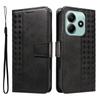 For Xiaomi Poco M7 Pro 5G/Xiaomi Redmi Note 14 5G Leather Case Wallet Stand Grids Imprinted Phone Cover with Strap