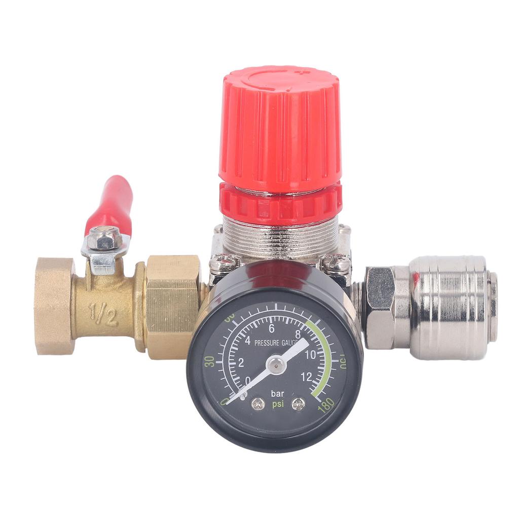 Regulator Kit with Gauge 4 Way Valve 0‑180 PSI European for Pneumatic Tools