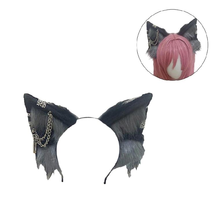 Realistic Plush Wolf Ear Headband Woman Girls Masquerade Photography Headband