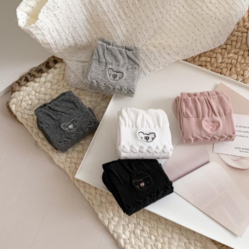 Embroidered Bear Socks, Girls' Autumn Cartoon Cute Mid-calf Socks, Bubble Mouth Polka Dot Socks, Boneless Pile Socks