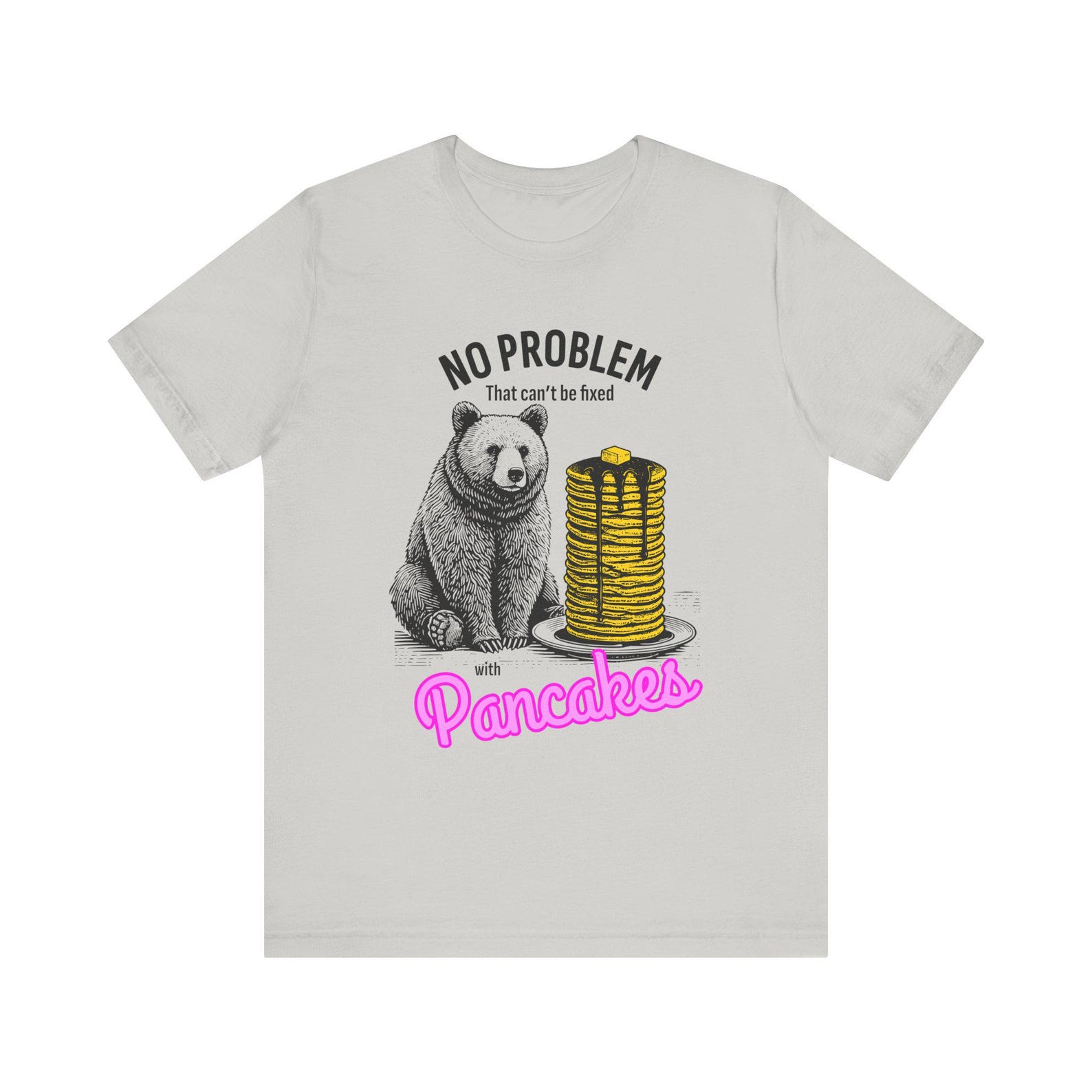 Bear with Pancakes T-Shirt | Whimsical Breakfast Tee S