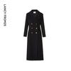 LANGZI Pure Wool Military Style Slim Fit Wool Coat