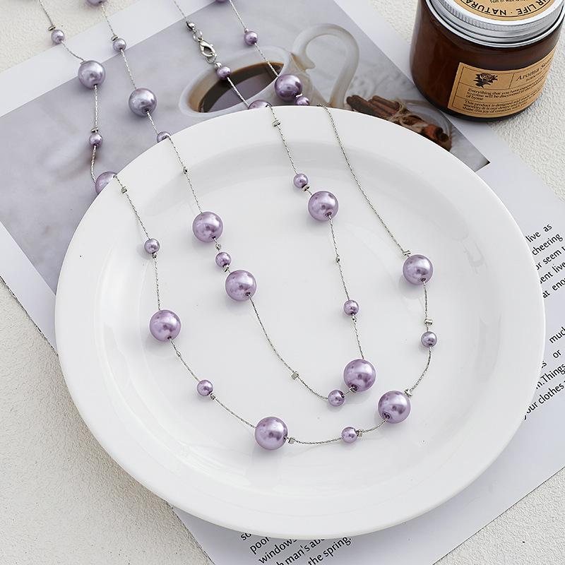 Collar Largo Multicolor de Perlas de 170cm Cadena para Suéter (NL012)