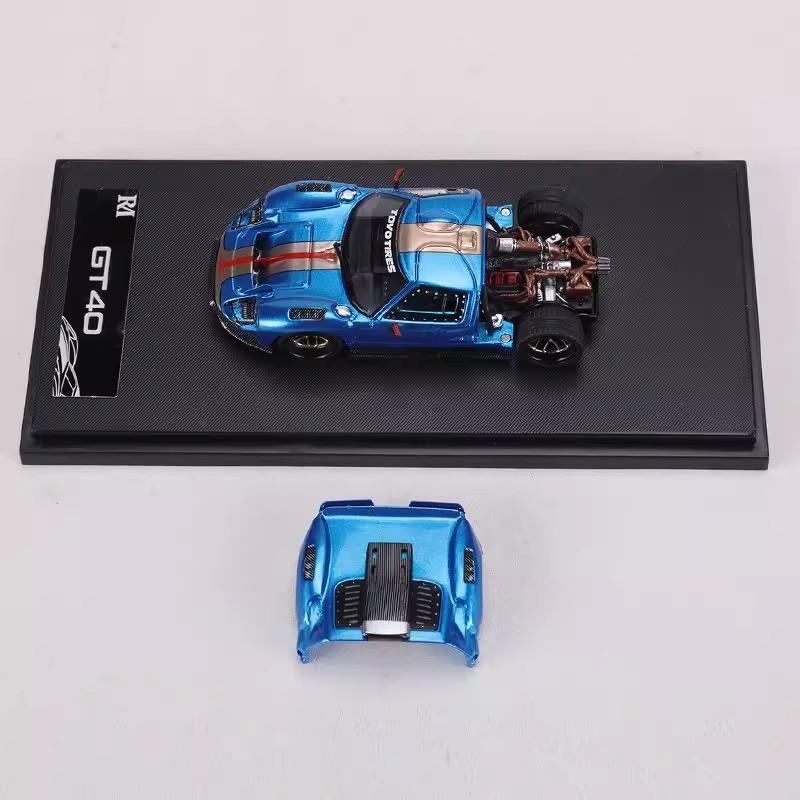 New In Stock Rm 1:64 Ford Gt40 Racing Car Alloy Miniature Die-Casting Model Magnetic Suction Machine Cover Car Toys Kids Gift