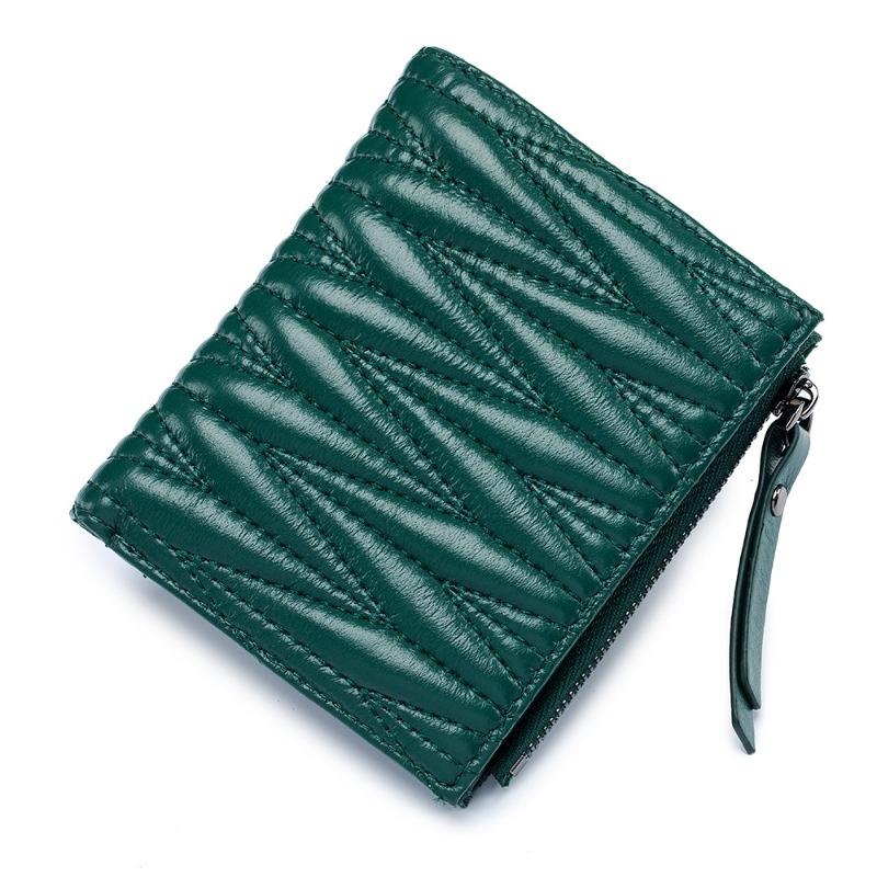 Leather Embroidery Folding Women's Wallet Sheepskin Short Wallet Large Capacity Fashion Japanese and Korean Wallet Storage Bag