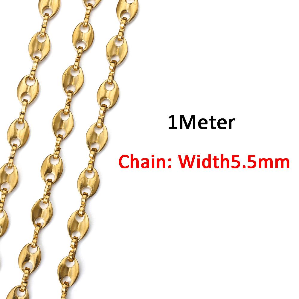 2Meters/1Meter Stainless Steel Chain High Quality Gold Color Chains for Bracelet Necklace Jewelry Making DIY Findings Wholesale