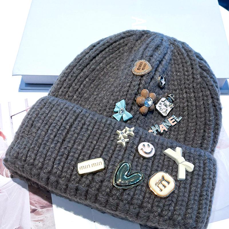 Winter Casual Warm Beanie Solid Color Female Caps Fashion Cute Knitted  Bonnet Caps