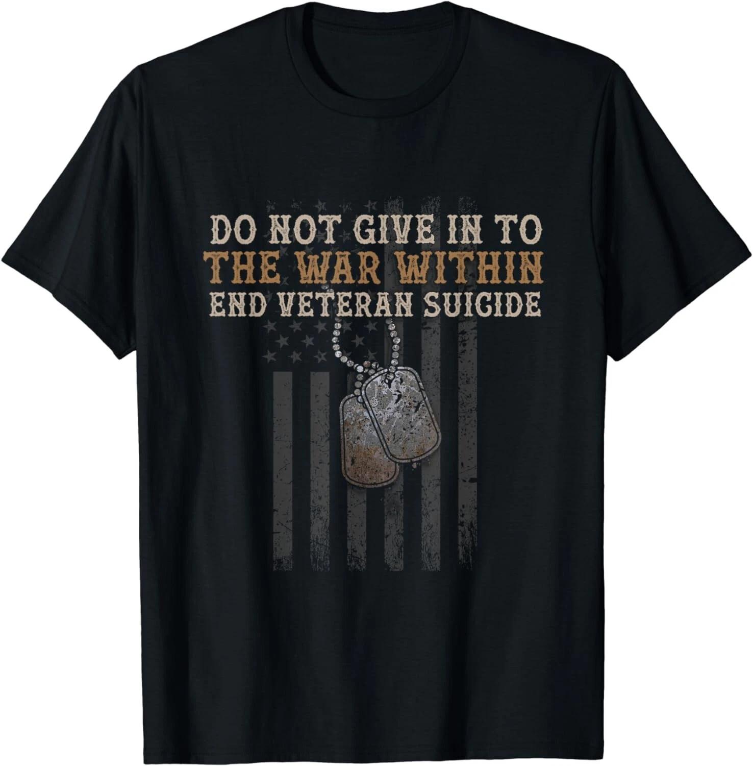 

Veteran Suicide Awareness The War Within Patriotic US Flag Gift Unisex T-Shirt XL