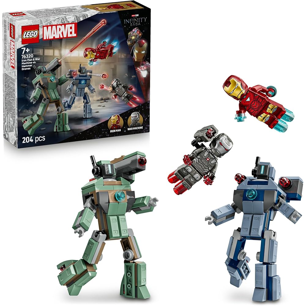 

LEGO Marvel Iron Man and War Machine vs. Hammer Drone Building Set for Kids Ages 7-9