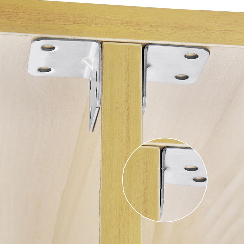 Universal Stainless Steel Corner Bracket 90 Degree Right Angle Fixed Bracket for Wood Furniture Bedframe Cabinet Tools 4/6 Holes