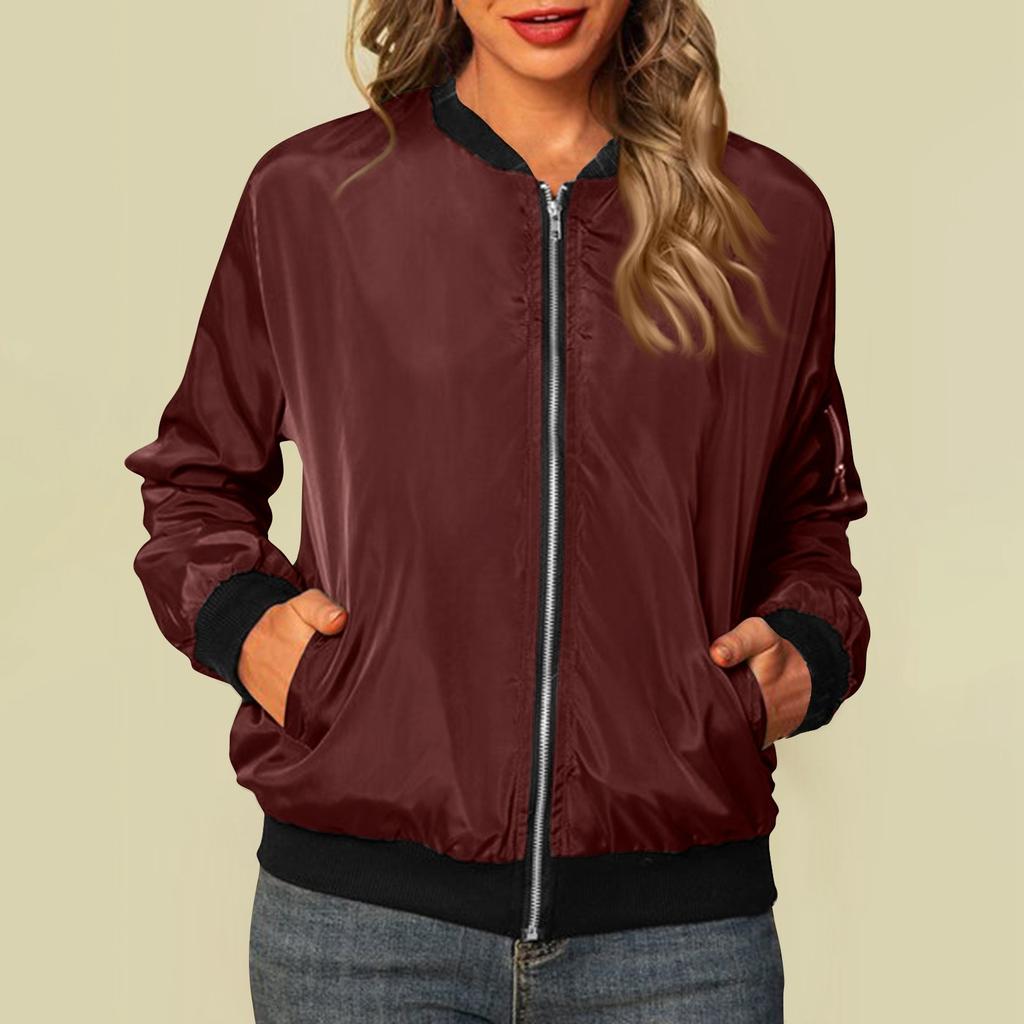 Vestes pour femmes à manches longues, légères, zippées, courtes, vêtements d'extérieur, vestes matelassées décontractées avec poches