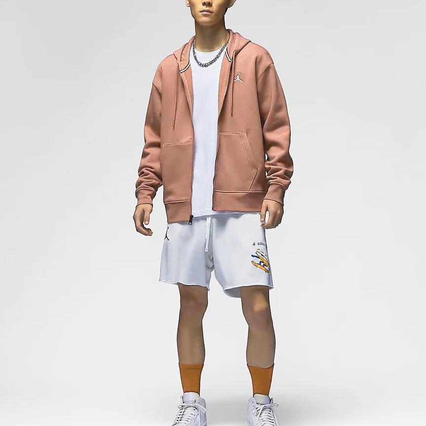 Jordan Essentials Solid Hoodie Fleece Zip Jacket Men Outerwear Red Orange FJ7772-810