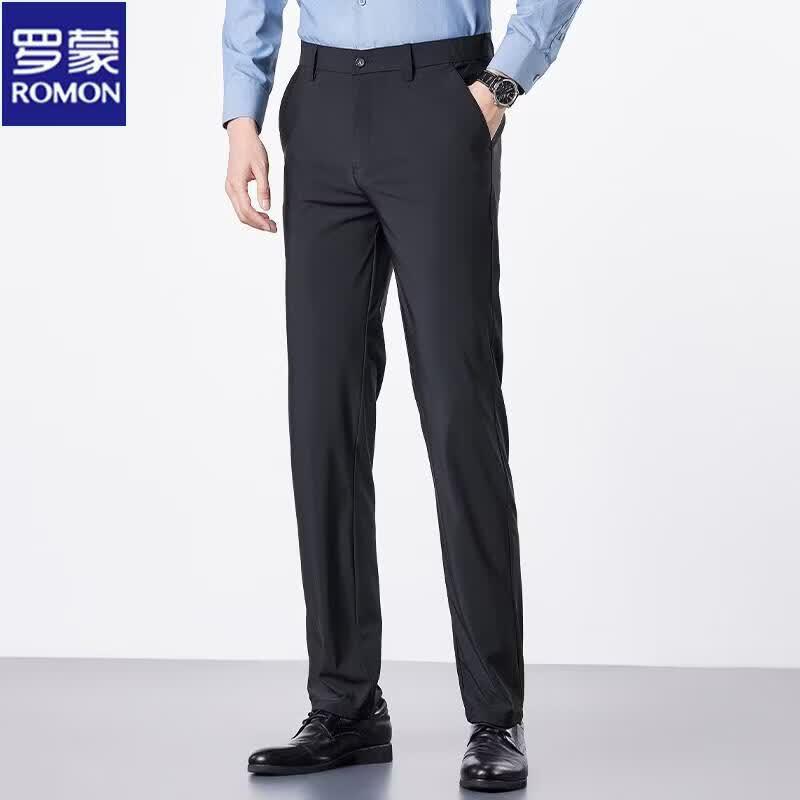 

ROMON Men s Summer Lightweight Ice Silk Stretch Straight-Leg Casual Pants 30