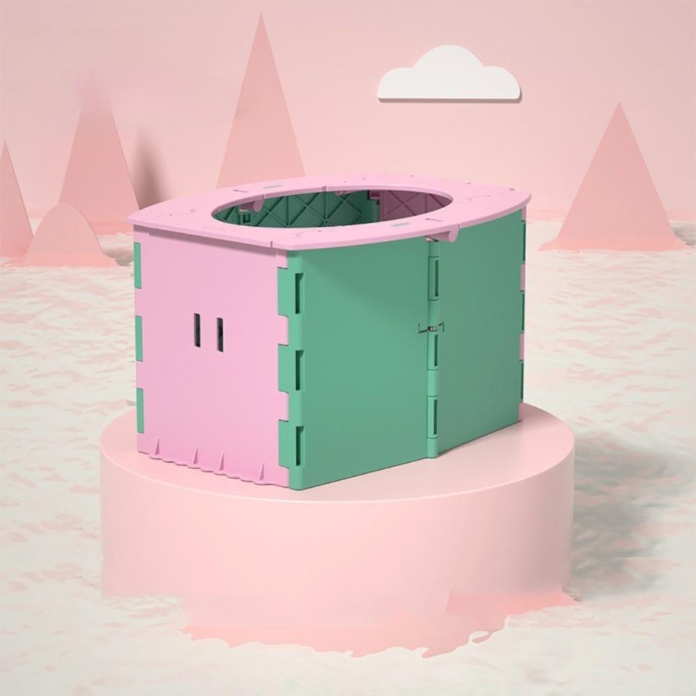 

Детский горшок для обучения, складной детский туалет, портативный дорожный детский горшок для улицы зелёный/розовый