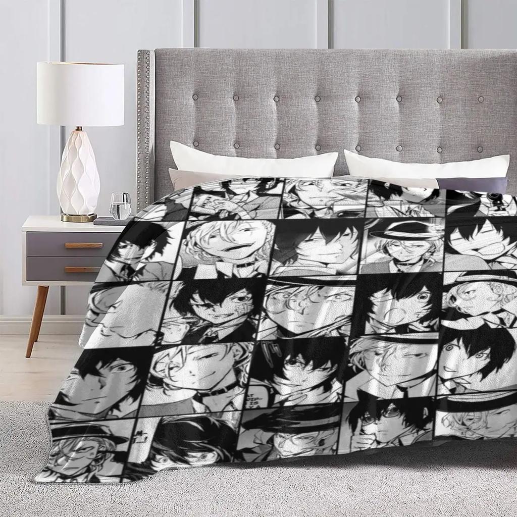 Japan Anime Collage Flannel Blanket Manga Hat Super Soft Throw Blanket for Living Room Picnic Cute Bedspread Sofa Bed Cover