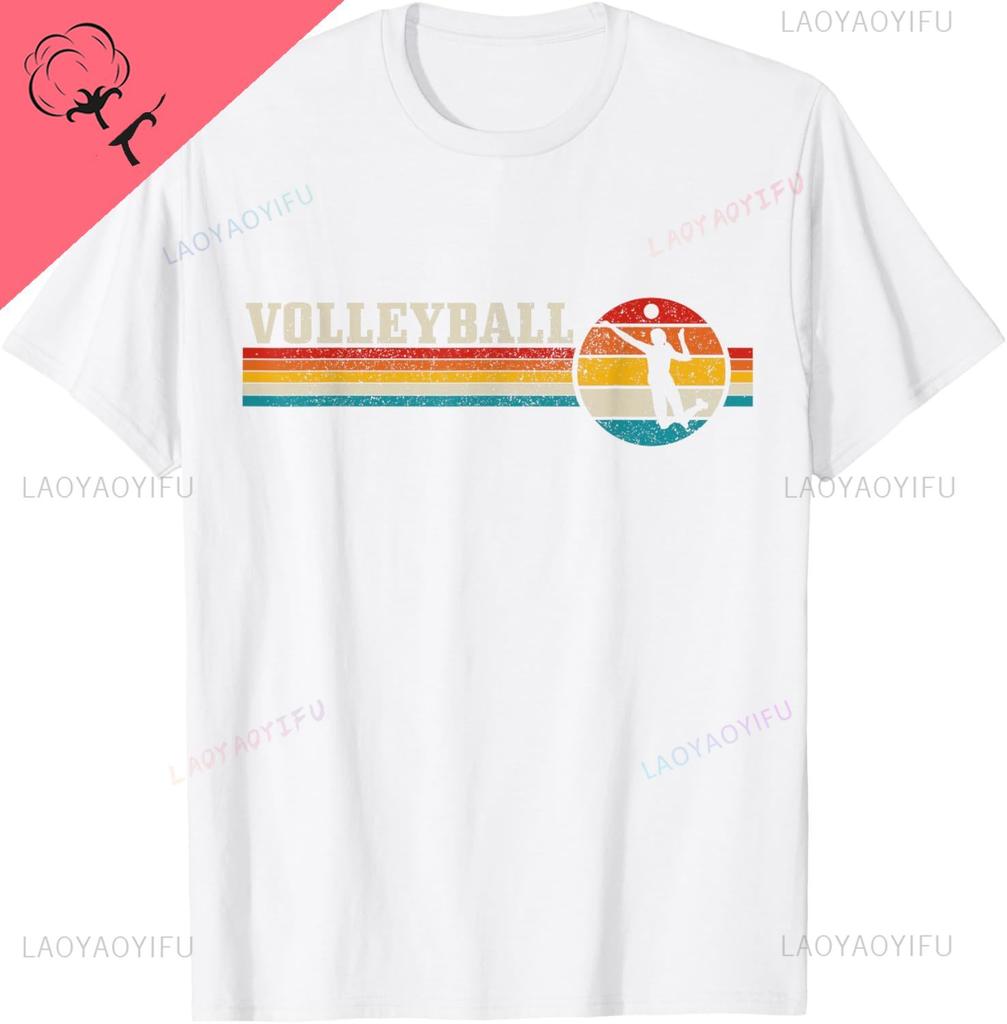 Volleyball Vintage Retro Sport Volleyballspieler T-Shirt Baumwolle Druck Original Design Geschenke T-Shirts Anpassbar Ropa Hombre