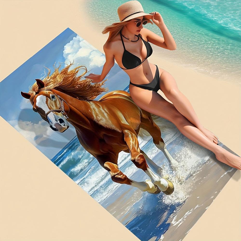 Pferdedruck Mikrofaser Strandtuch Super Weich Schnell Trocknend Leichtgewichtig Moderner Stil für Strand Pool Bad Yoga Fitness Camping Reisen