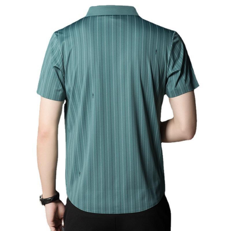Summer Business Young and Middle-Aged Men's Short-Sleeved Shirt Casual Thin Non-Ironing Striped Shirt Men