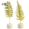 Stable Base Feather Decor Gold Leaf/Feather Ornaments with Weighted Round Base, Metal 3D Three-Dimensional Leaf Pattern Desktop for Home Office
