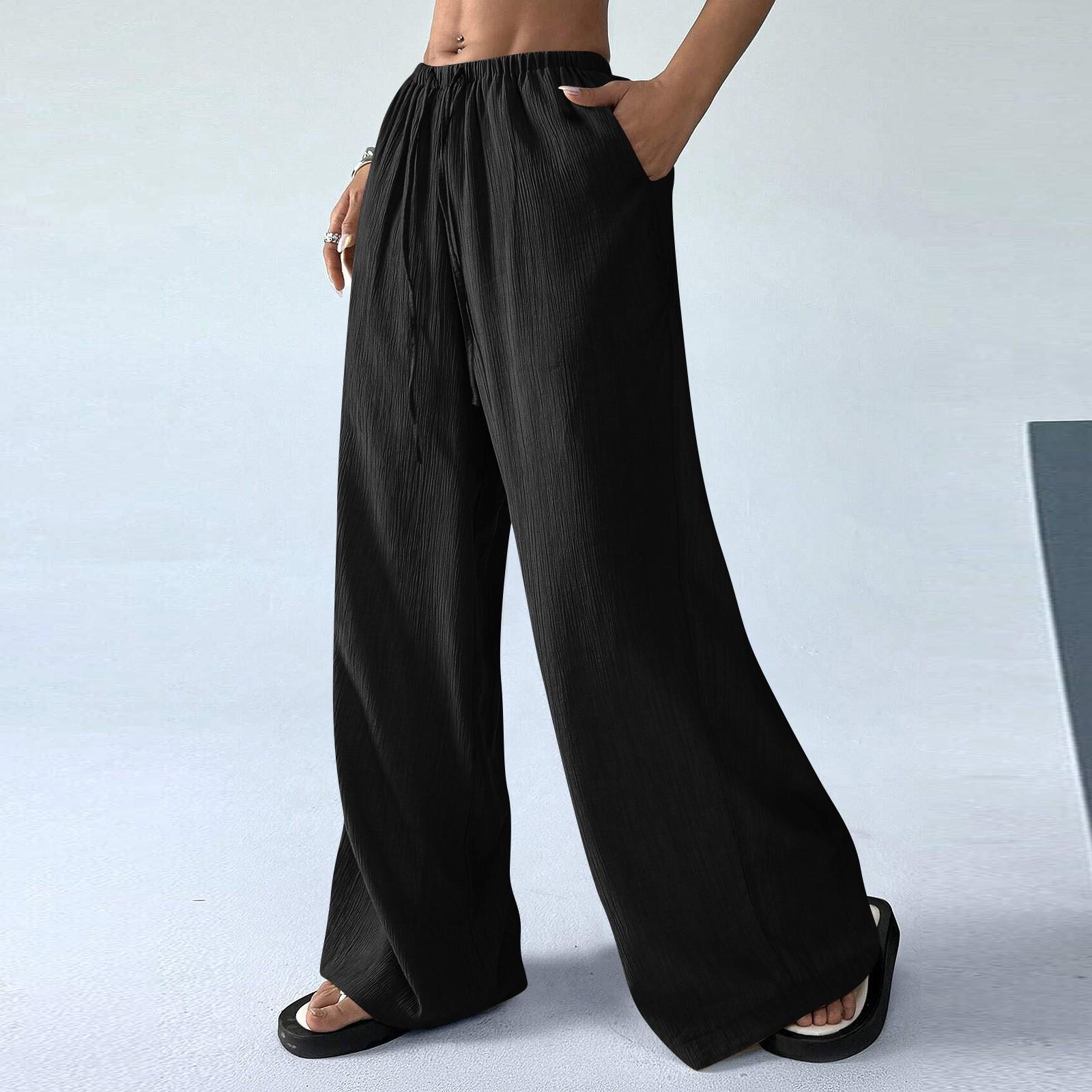 

Женские повседневные брюки с широкими штанинами, на талии, с завязками, с текстурным карманом, весна-лето L