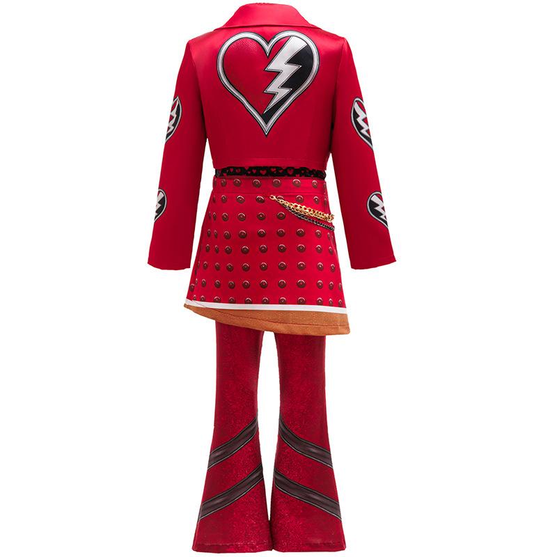 Descendants 5 costume rouge cosplay pour filles ensemble 4 pièces tenue d'Halloween pour enfants